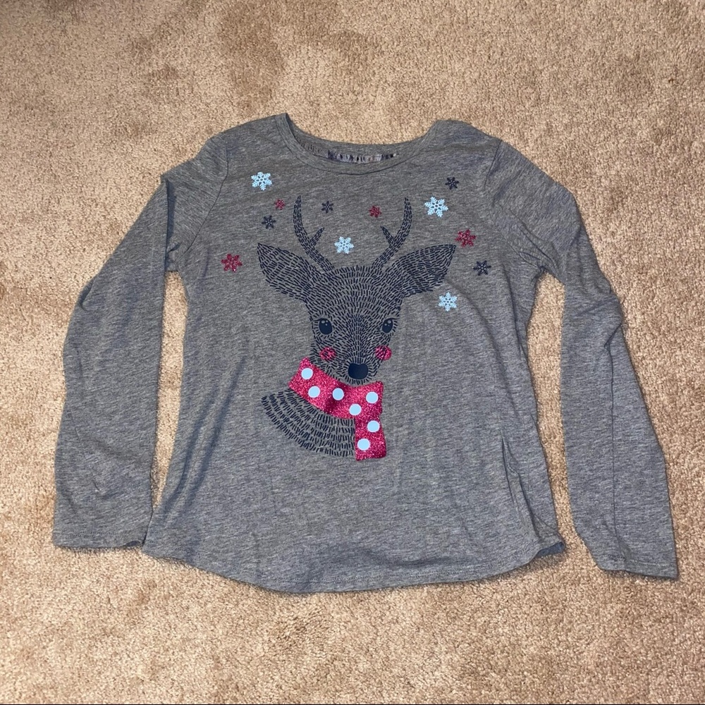 Girls Long Sleeve Wonder Nation Reindeer Tee